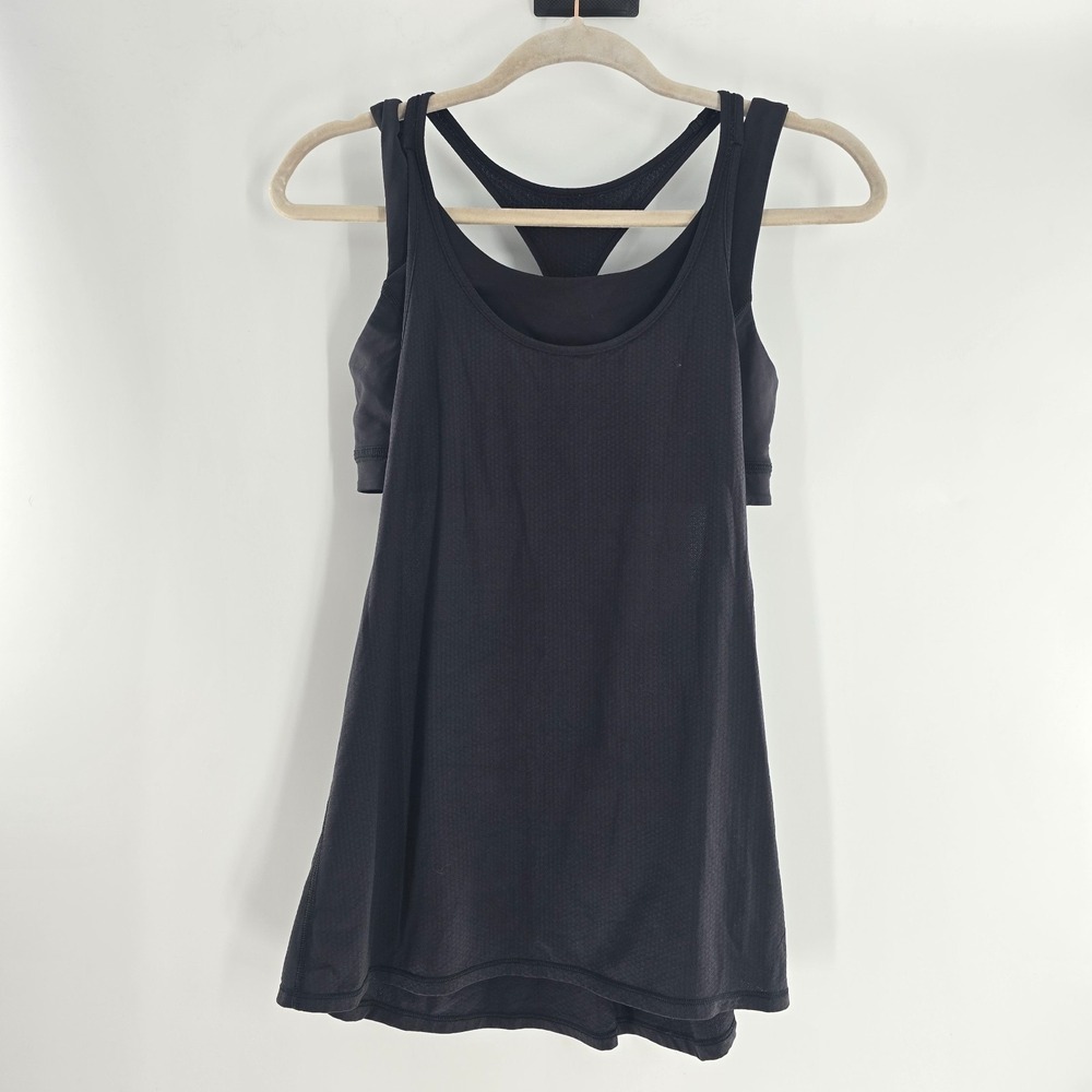 Lululemon Womens Size 8 All Sport Support Tank Top Shirt Black Sleeveless